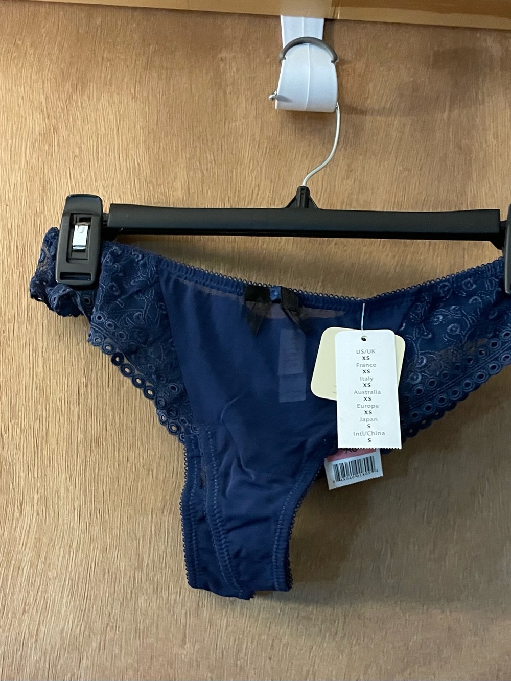 Navy Lace Panty with Bow Accent